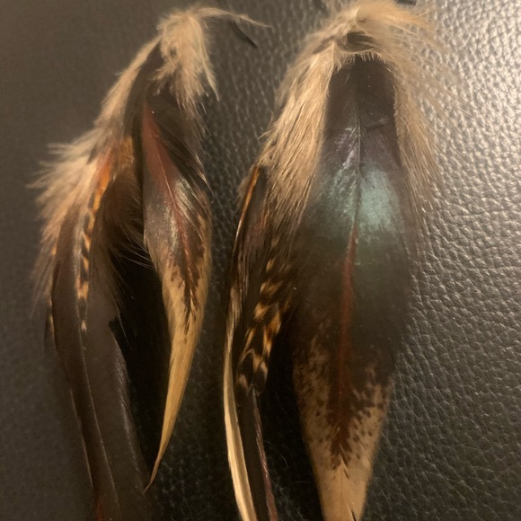 Artisan Feather Dangle Earrings - Picture 2 of 7